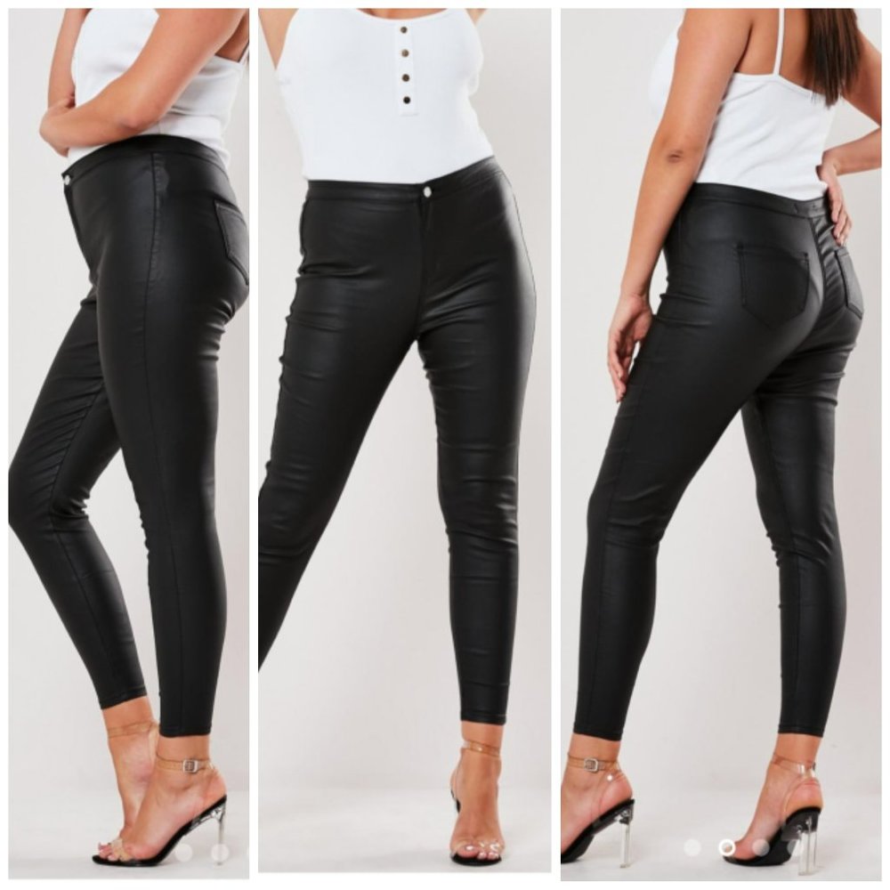Missguided plus black vice coated skinny jeans -Plus Size 16